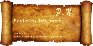 Preisich Nándor névjegykártya